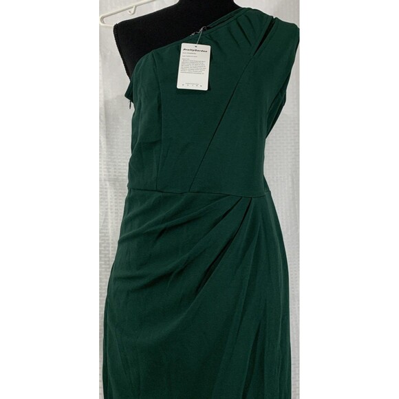Pretty Garden Ruched One Shoulder Womens L Green Cocktail - Picture 3 of 5